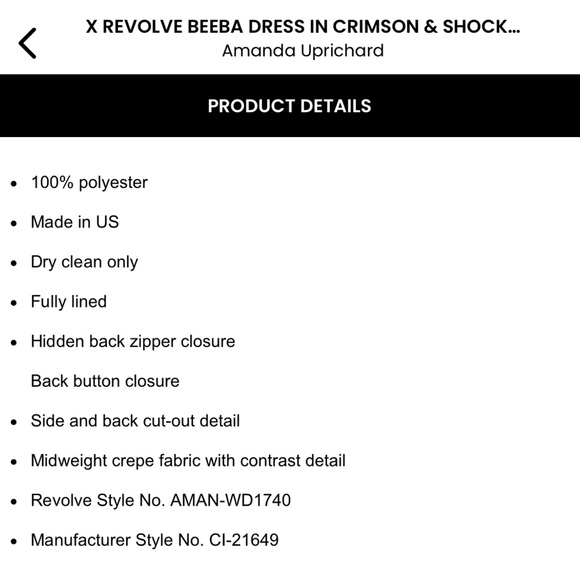 Amanda Uprichard “Beeba” Dress - size Small, EUC/Like-New briefly wore once)!! - Picture 5 of 5